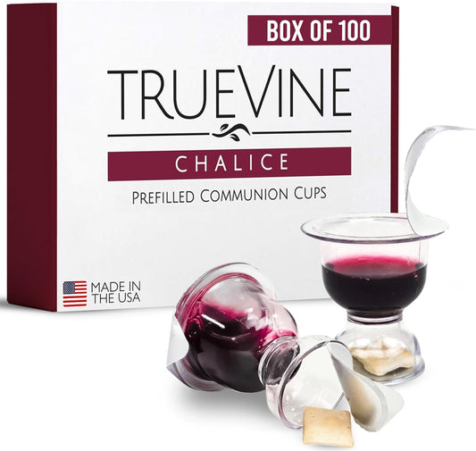 TrueVine Chalice Communion Cups and Wafer Set for Churches