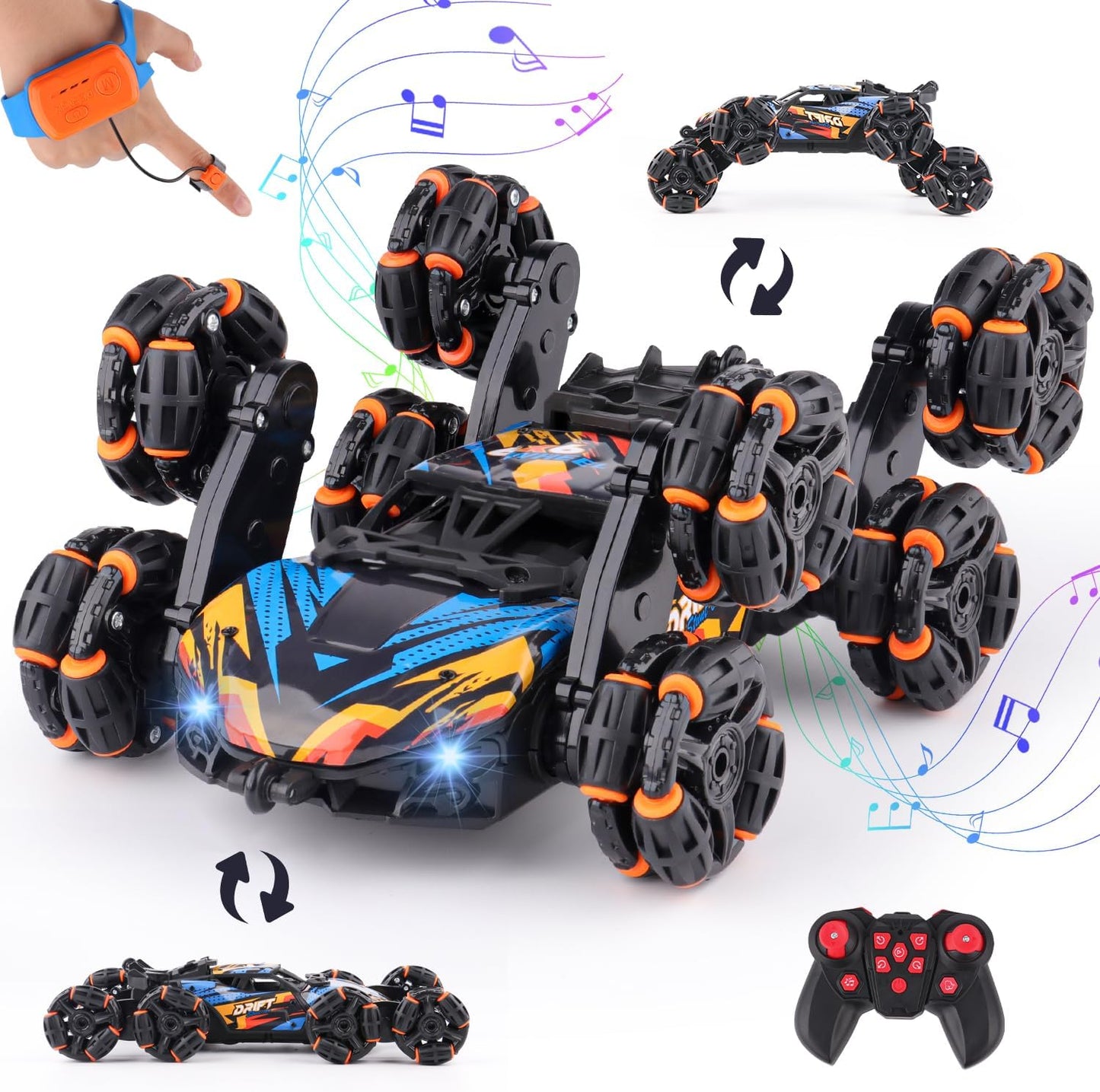 Cool 8 Wheels Hand Controlled RC Stunt Car for Kids Ages 6-14