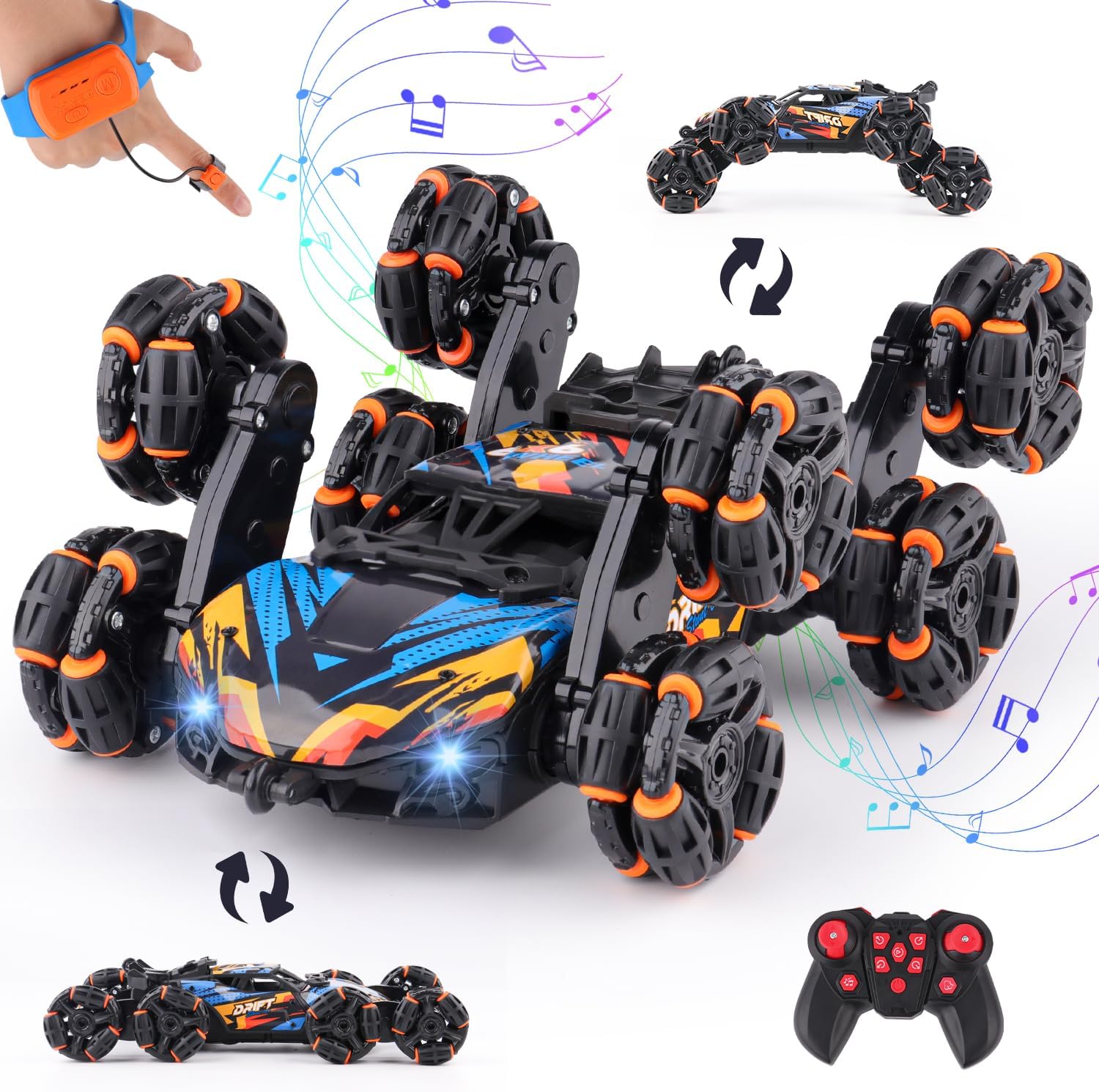 Cool 8 Wheels Hand Controlled RC Stunt Car for Kids Ages 6-14