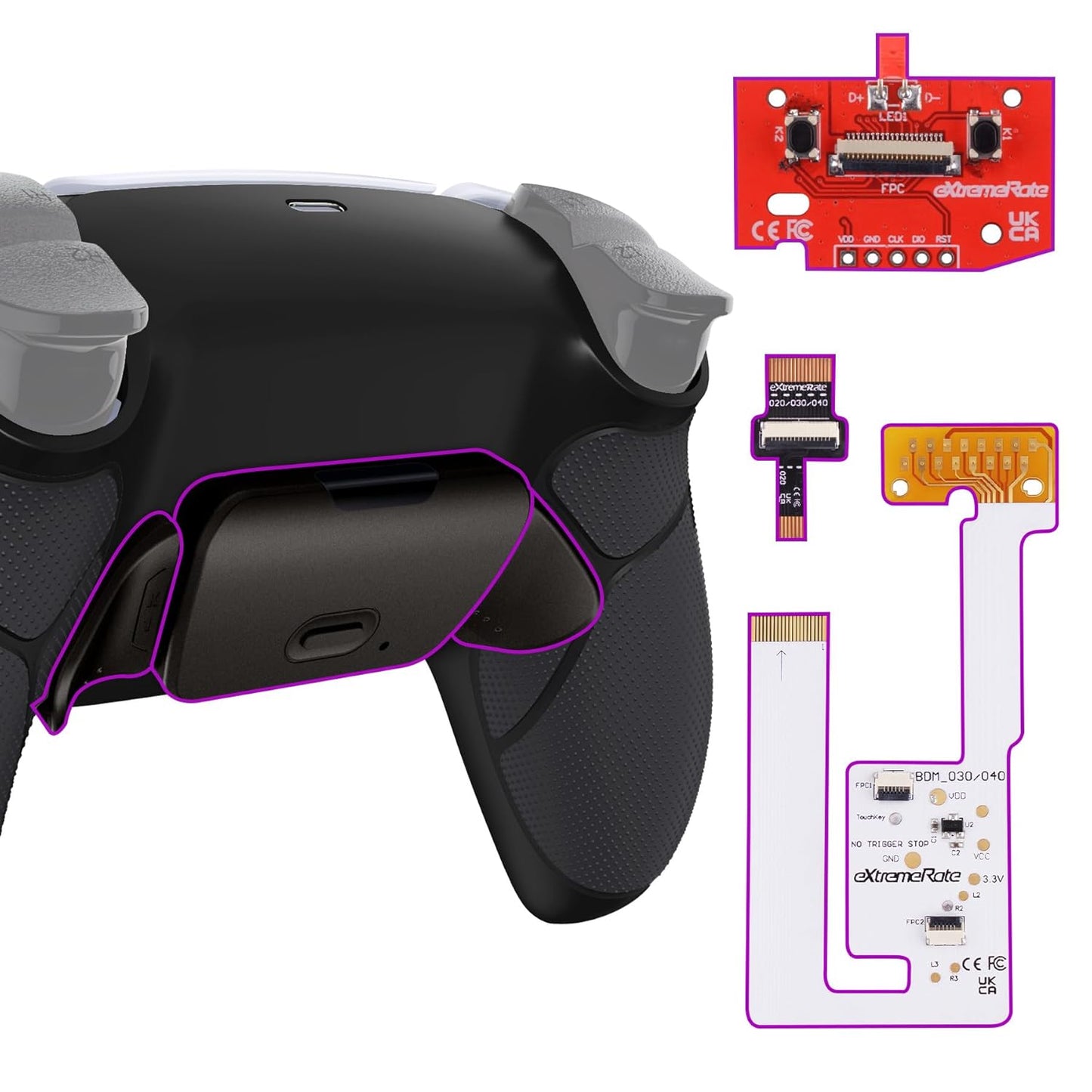 eXtremeRate Black Real Metal Buttons Remap Kit for PS5 Controller