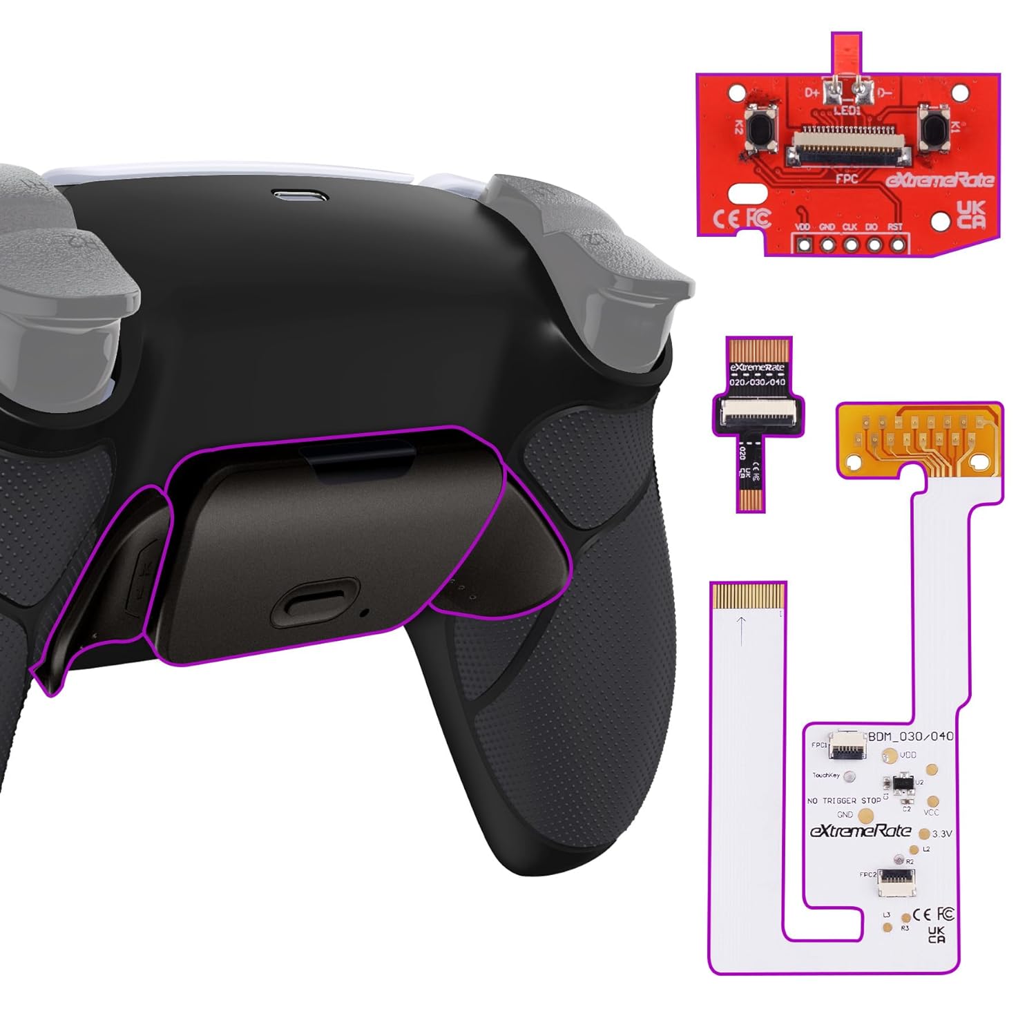 eXtremeRate Black Real Metal Buttons Remap Kit for PS5 Controller