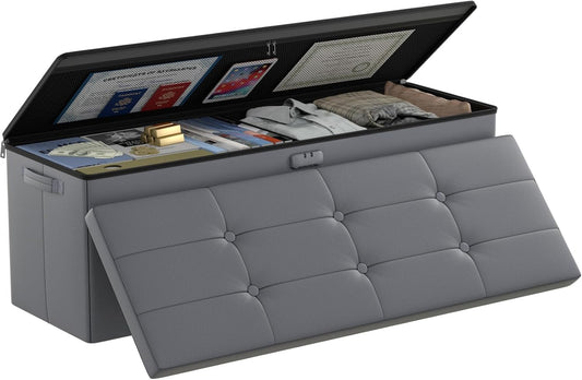 Fireproof Waterproof Storage Ottoman Bench for Home Office