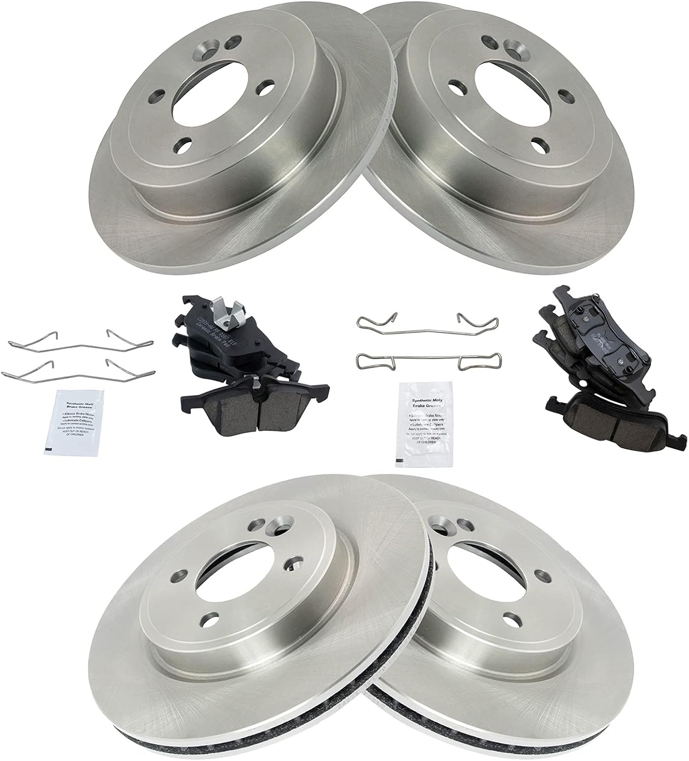 TRQ Front and Rear Brake Pad and Rotor Set for Mini Cooper