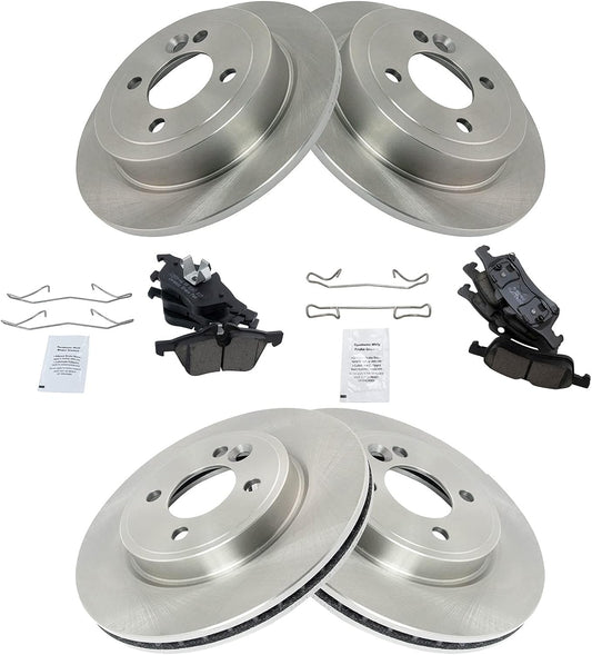 TRQ Front and Rear Brake Pad and Rotor Set for Mini Cooper