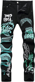 Men's Printed Slim Fit Denim Jeans - Casual Skinny Style
