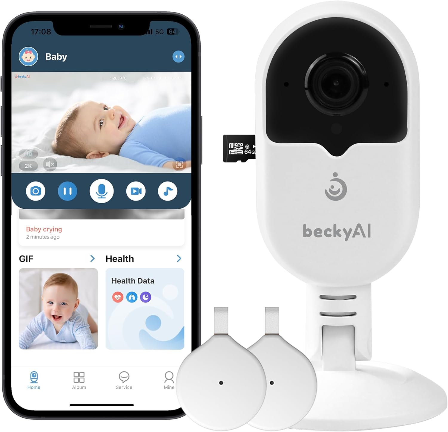 Contact-Free Smart Baby Monitor with 2K Video & AI beckyAI