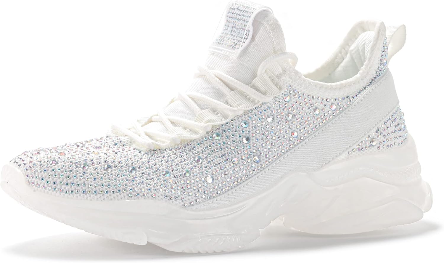 BELOS Women's Rhinestone Mesh Slip On Walking Shoes for Style