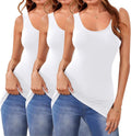 Long Cotton Tank Tops for Women 3-Pack - Stretchy Layering Comfort