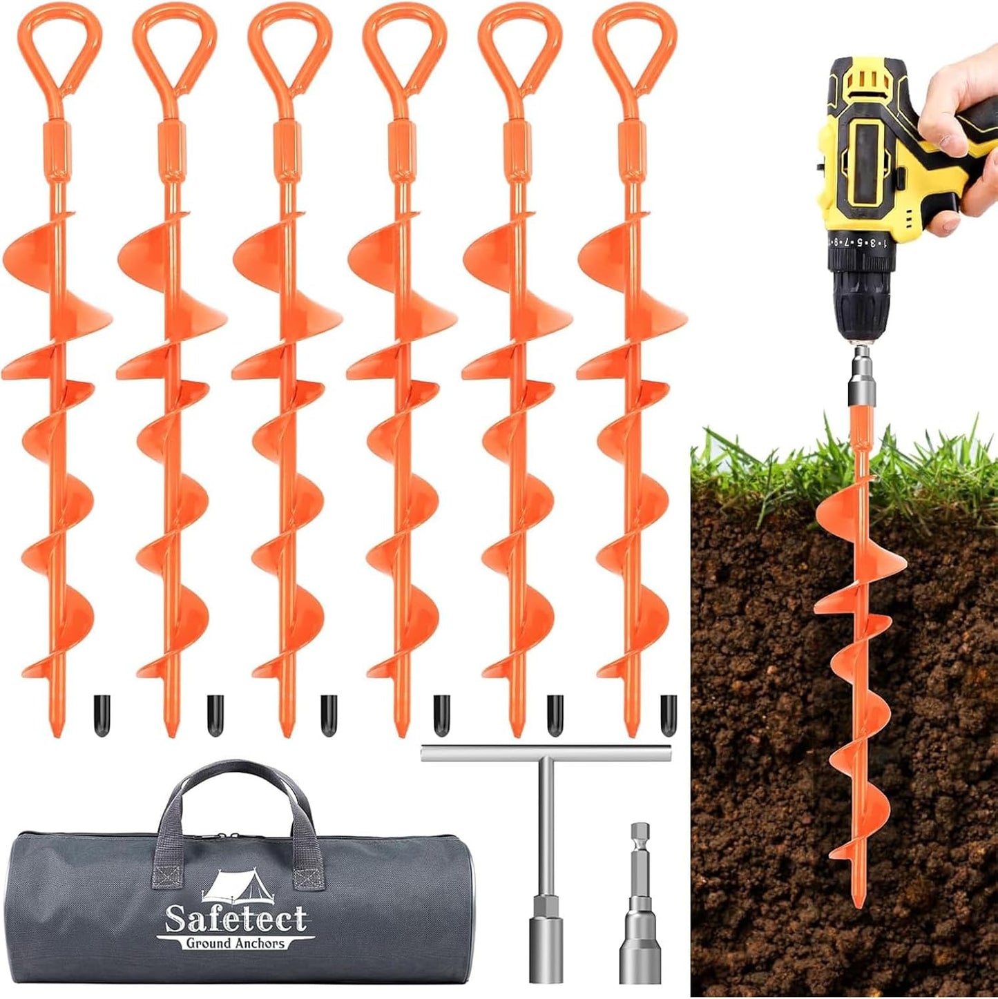Ground Anchors Screw in 15 Inch for Trampolines and Tents