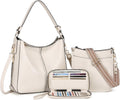 Purses for Women 3PCS Large PU Leather Set with Wallet - Light Beige L