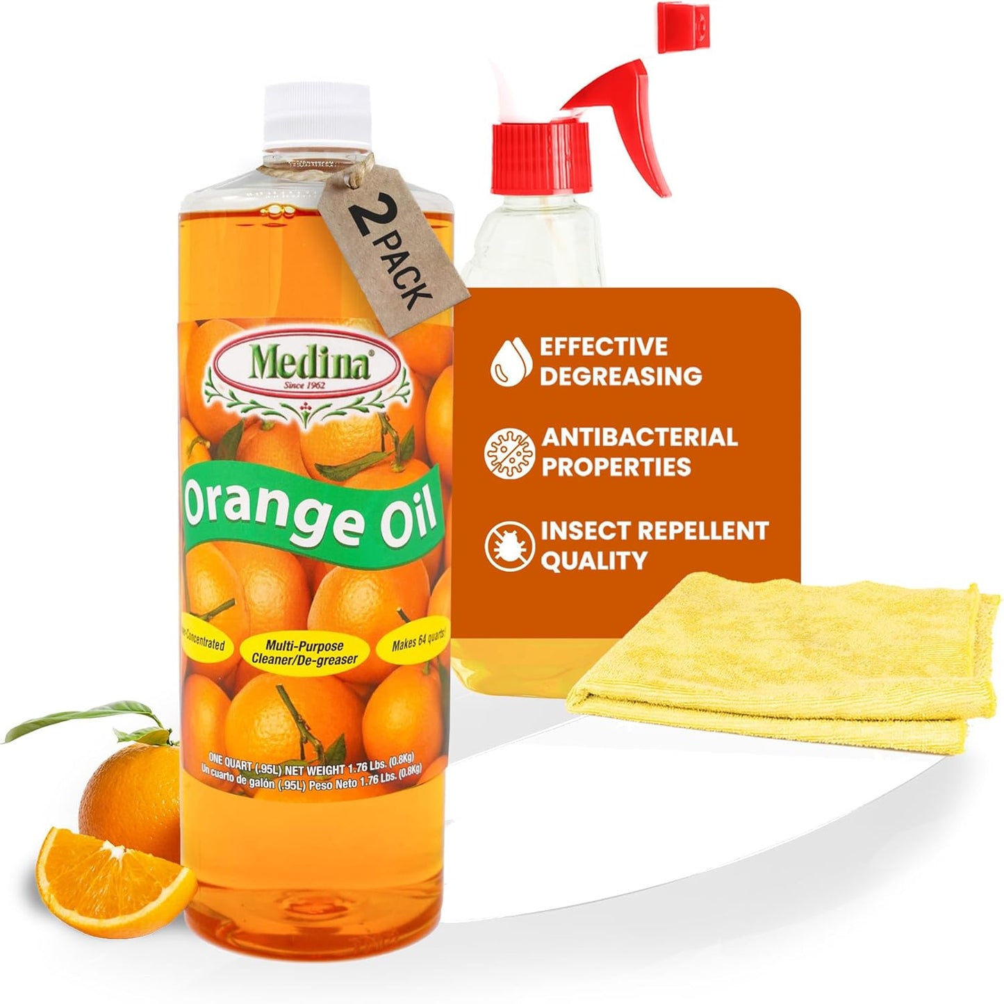 Medina Orange Oil Cleaner & Degreaser Concentrate - 32oz, 2-Pack