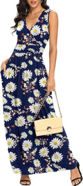 LILBETTER Women Sleeveless Deep V Neck Loose Long Maxi Dress Formal