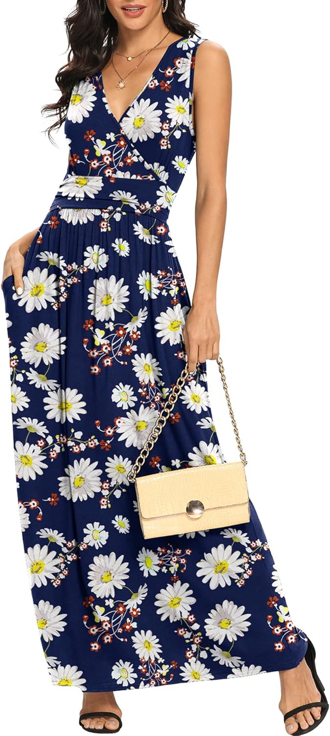 LILBETTER Women Sleeveless Deep V Neck Maxi Casual Dress Review