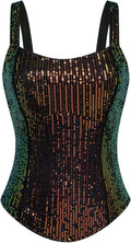 Sequin Tank Tops for Women Bustier Corset Top - Sparkle Slim
