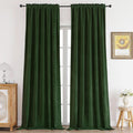 Dark Olive Green Velvet 100% Blackout Curtains 96in - Thermal Luxury