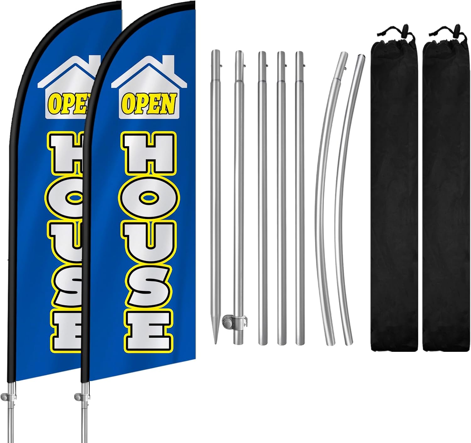2 Pack Open House Flags for Real Estate Agents - Eye-Catching Signs