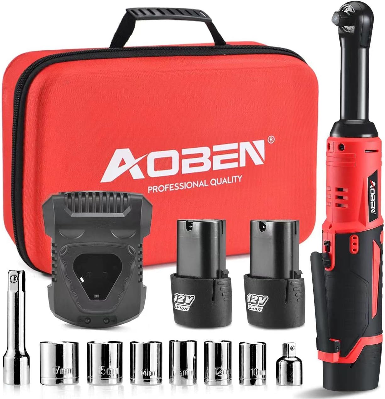 AOBEN 3/8in Cordless Electric Ratchet Wrench Kit for Tight Spaces