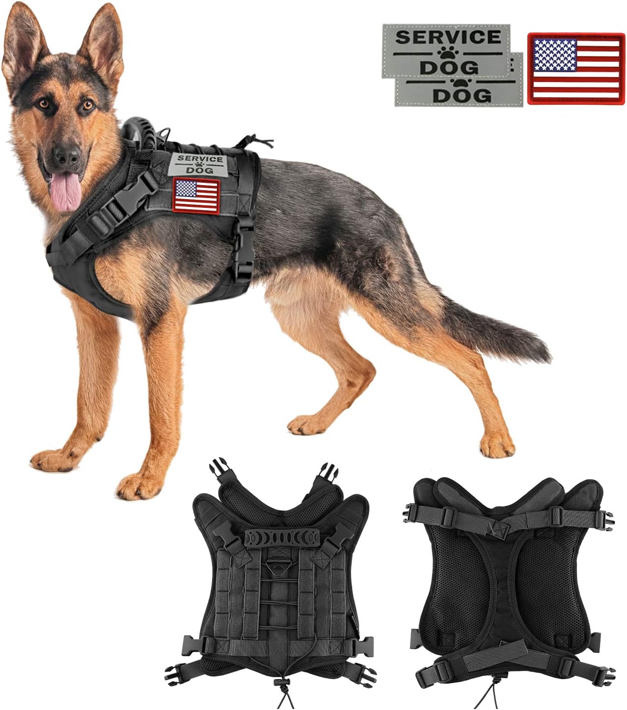 Tactical Service Dog Vest Harness for Medium Large Dogs