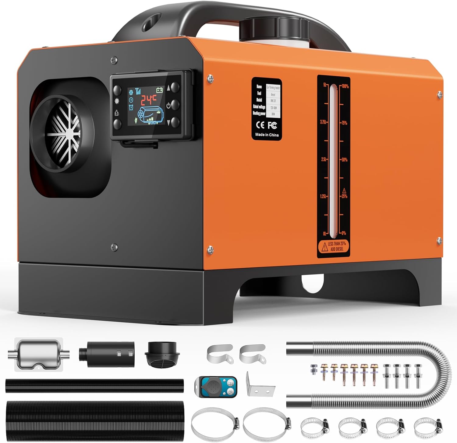 Powerful 8KW Diesel Heater: Altitude-Ready & Remote-Controlled