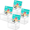 Acrylic Donation Box with Lock 4 Pack - Clear Ballot Box for Donations