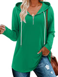 Womens Quarter Zip Tunic Hoodies Pullover - Floral Comfort Fit