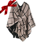 Women's Shawl Wrap Poncho Ruana Cape - Soft Check Open Front