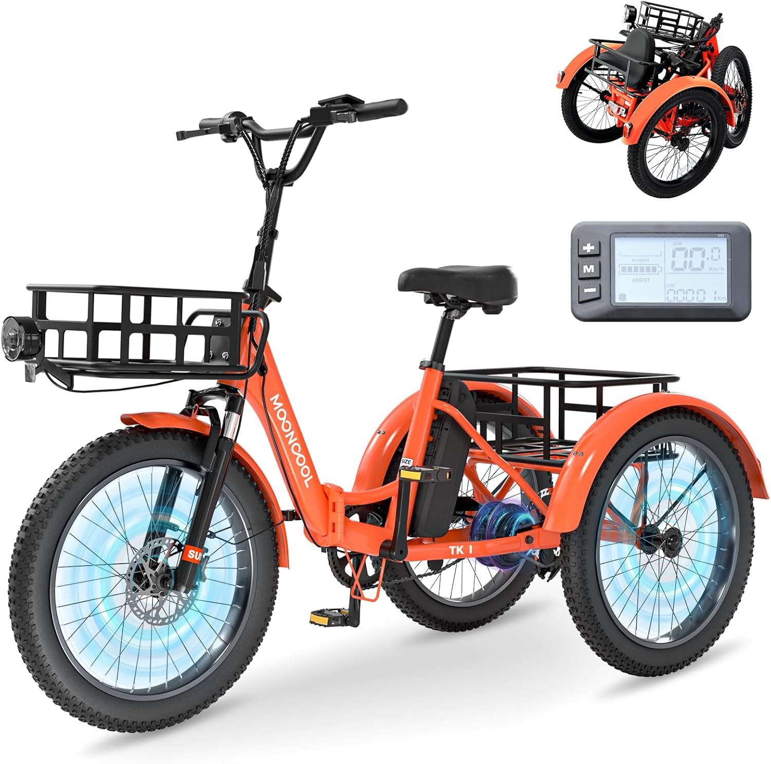 MOONCOOL Electric Tricycle for Adults with Removable Battery