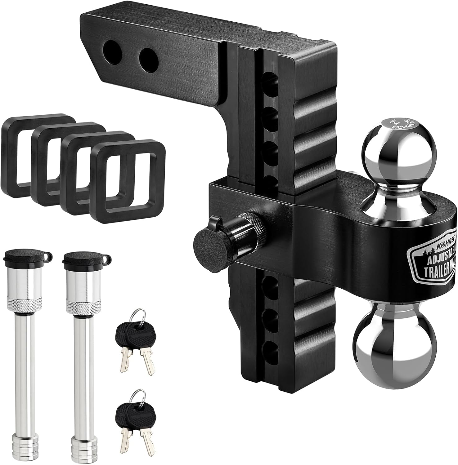 Kohree Adjustable Trailer Hitch for 2 Inch Receiver, Heavy Duty
