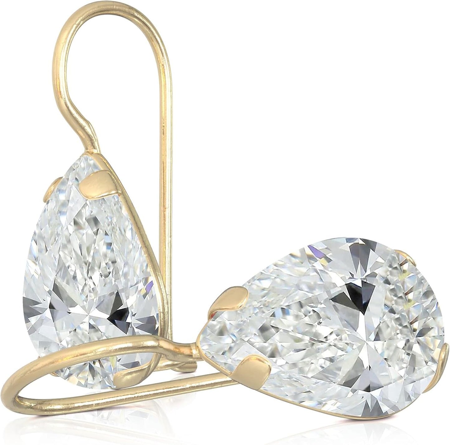 14K Solid Gold Teardrop Earrings - Elegant Birthstone Jewelry