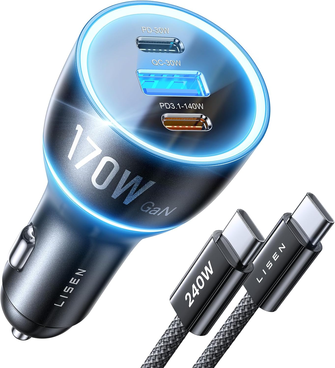 LISEN 170W Car Charger: Ultra-Fast Charging Power