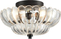 Modern Black Scalloped Glass Ceiling Light - Semi Flush