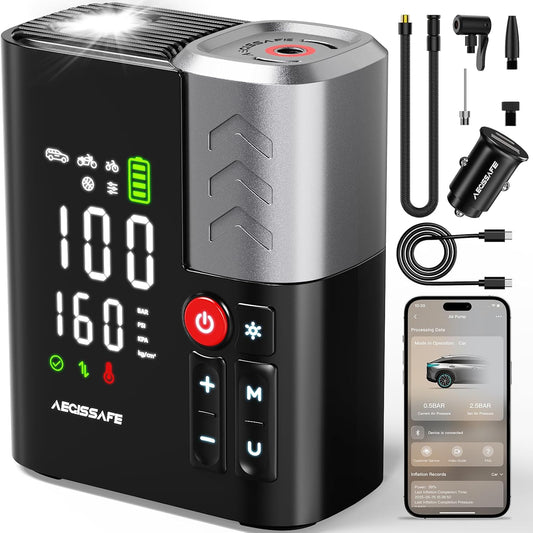 Portable Tire Inflator with APP, 160PSI, 20000mAh Battery