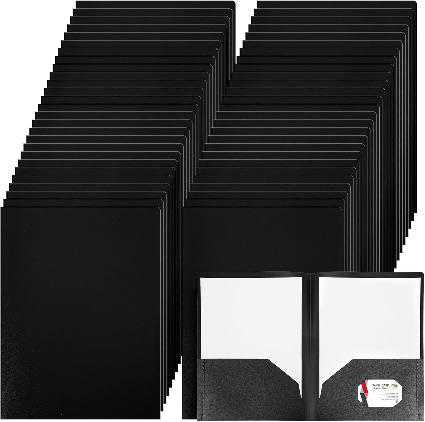 Patelai 50 Pack Plastic Folders with Pocket for Office Use