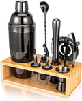 Cocktail Shaker Set Mixology Bartender Kit 10-Piece - Bamboo Stand