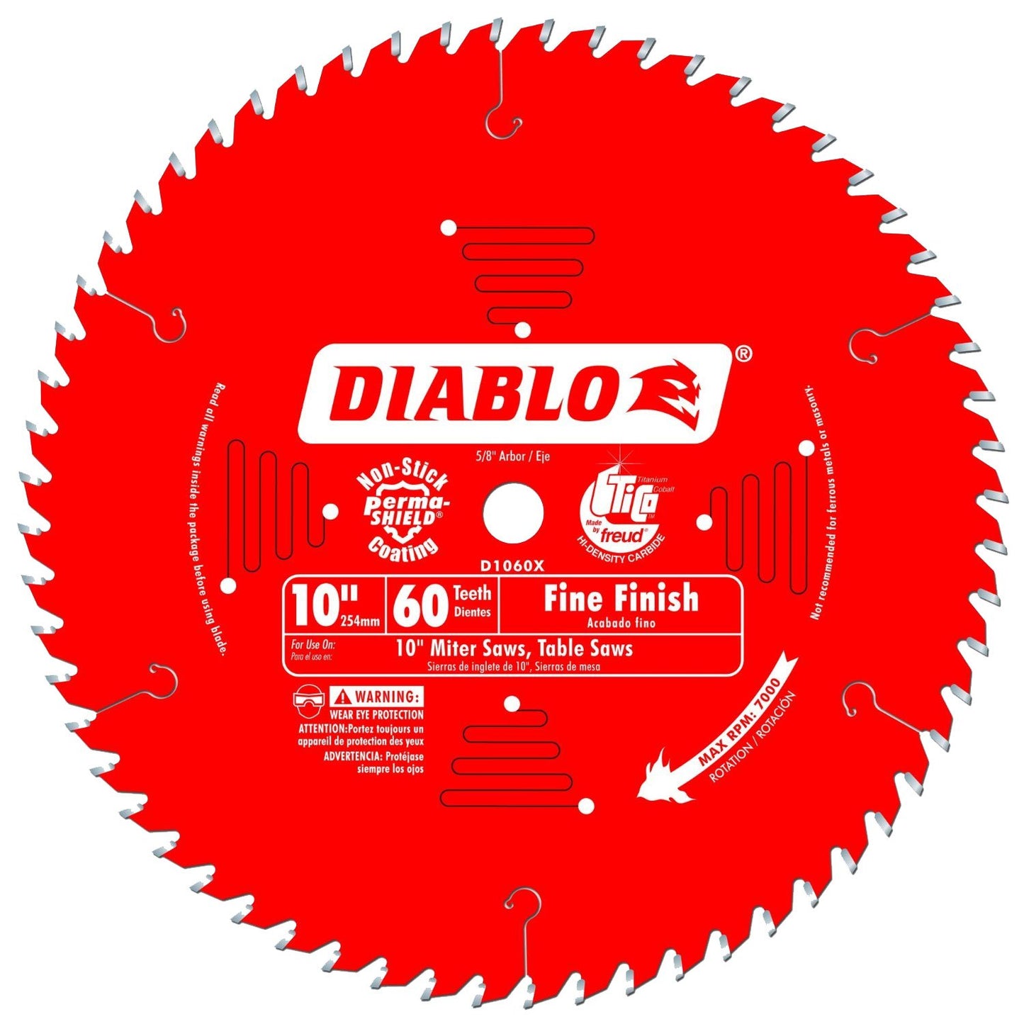 Diablo D1060X 10 in 60 Tooth Fine Finish Blade for Precision Cuts