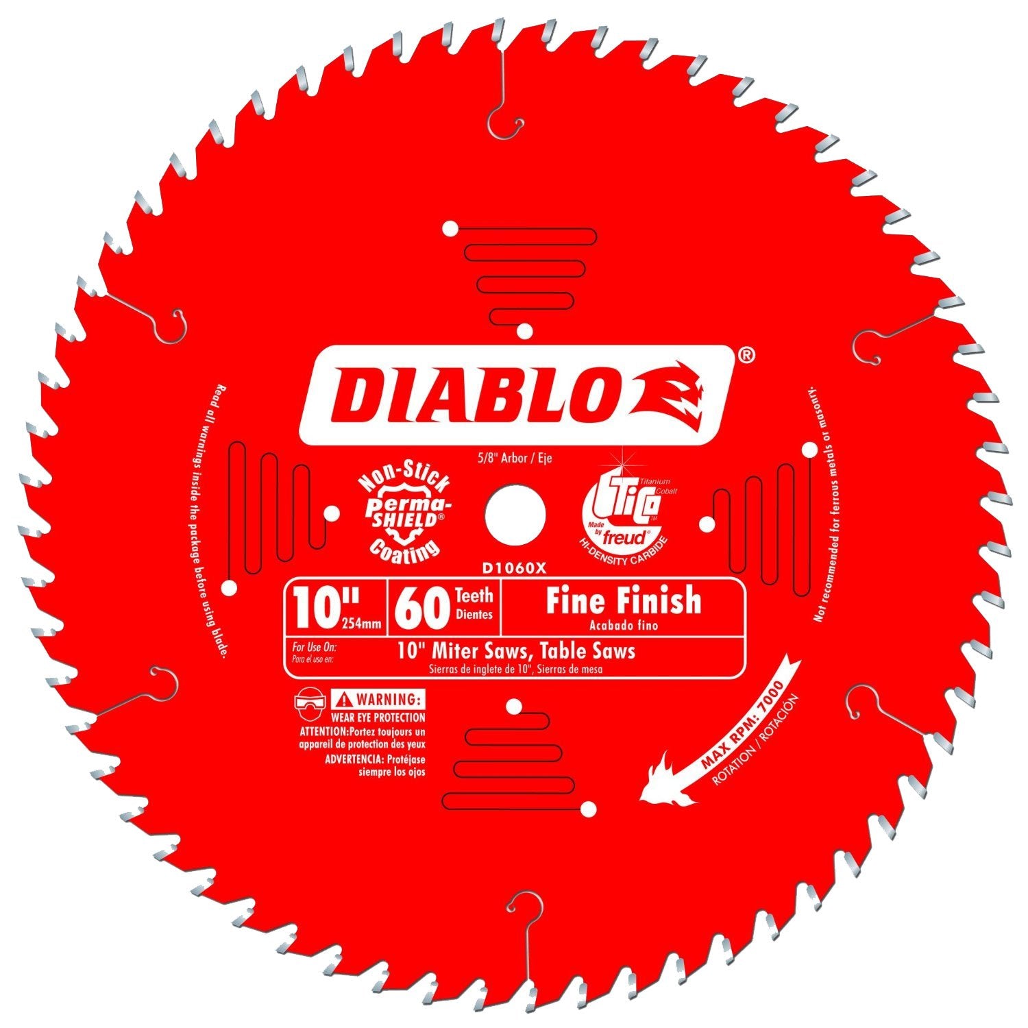 Diablo D1060X 10 in 60 Tooth Fine Finish Blade for Precision Cuts