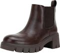 Women's Chelsea Ankle Boots Platform Lug Sole - Brown Slip On