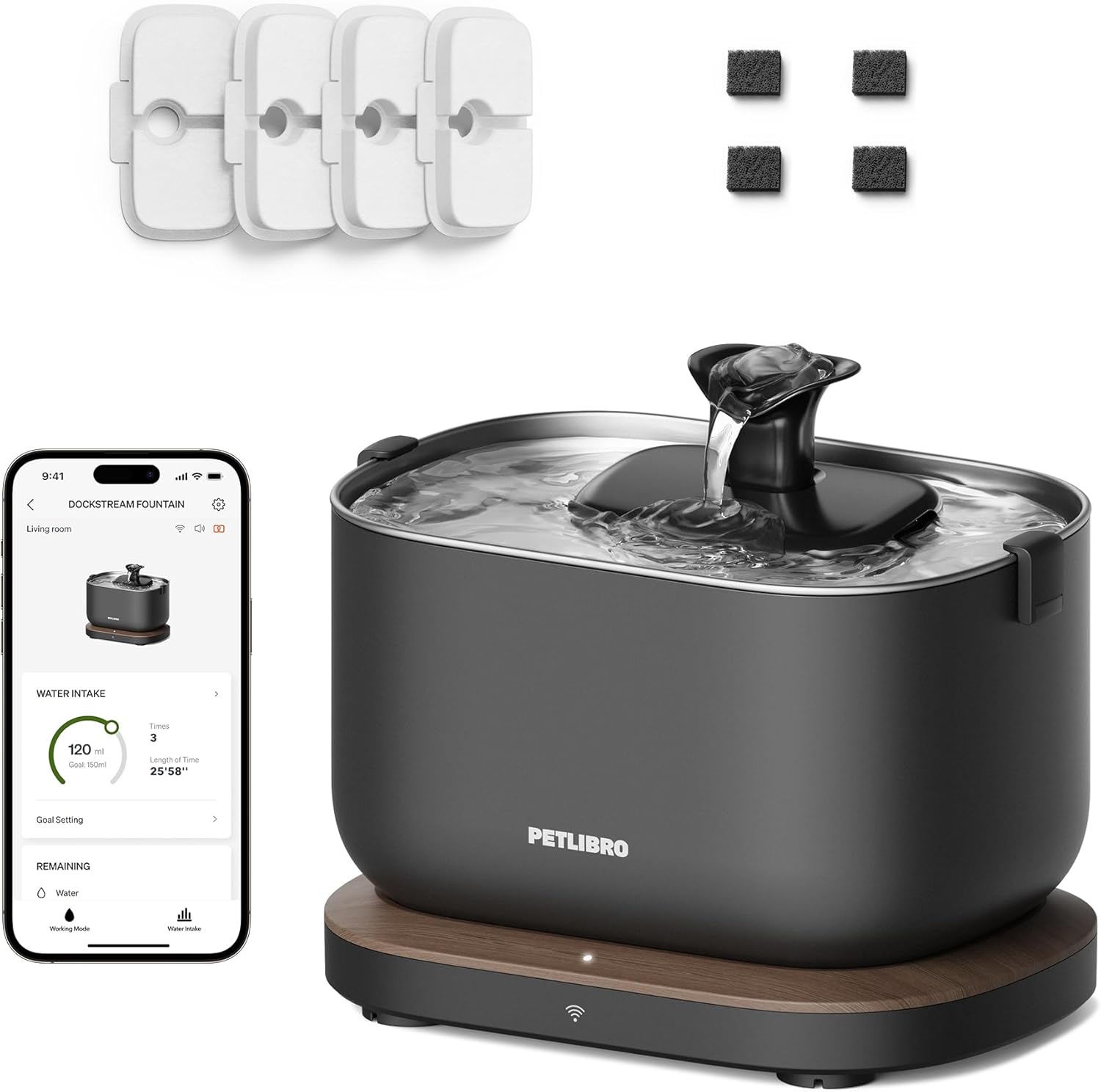 PETLIBRO App Monitoring Cat Water Fountain with Wireless Pump