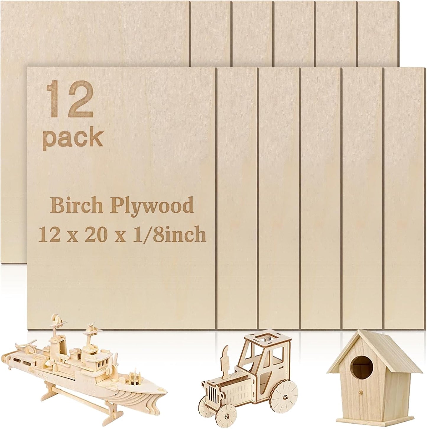 12 Pcs Baltic Birch Plywood for Crafts and DIY Projects