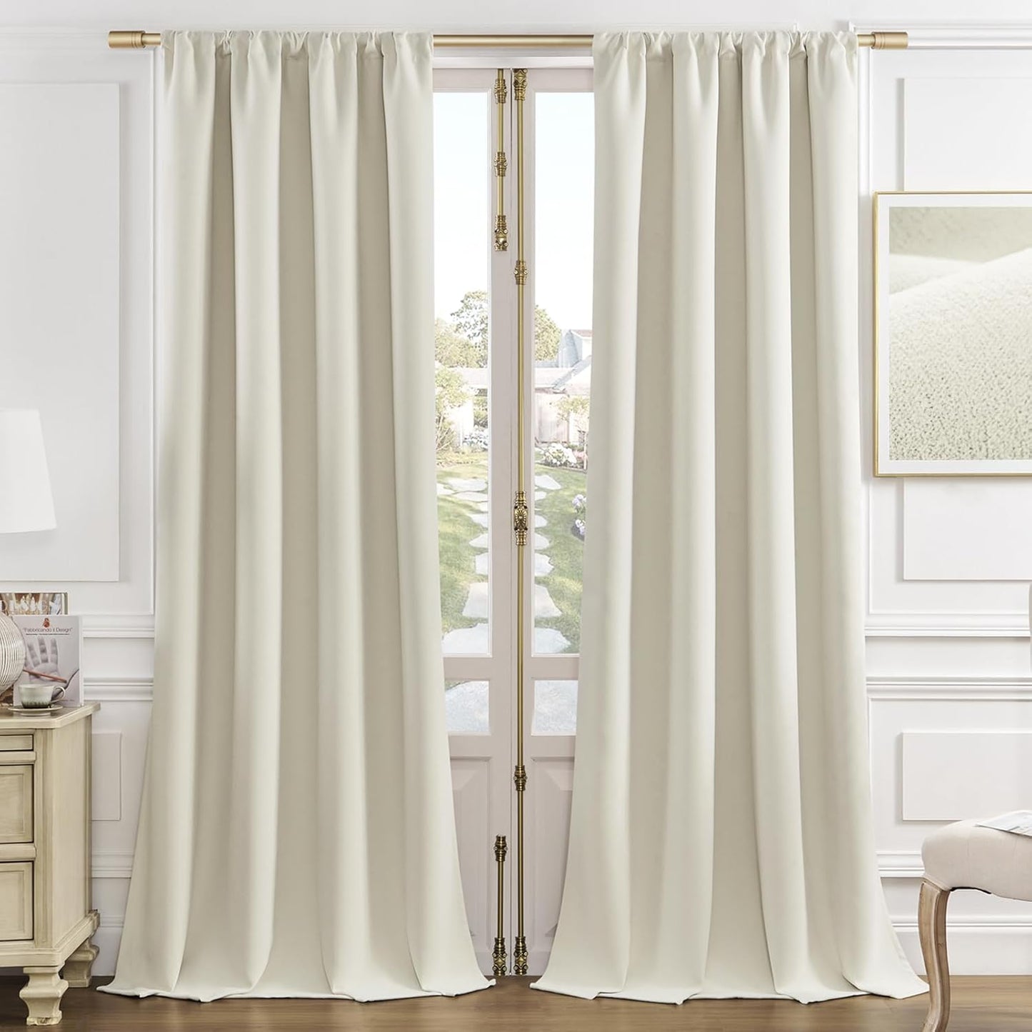 Joydeco White Velvet Curtains 84 Inches for Bedroom & Living Room