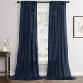Navy Linen Curtains 84 Inch Length for Modern Farmhouse Style