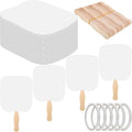 Church Fans Handheld Set Included Blank Cardstock and Wavy Wooden