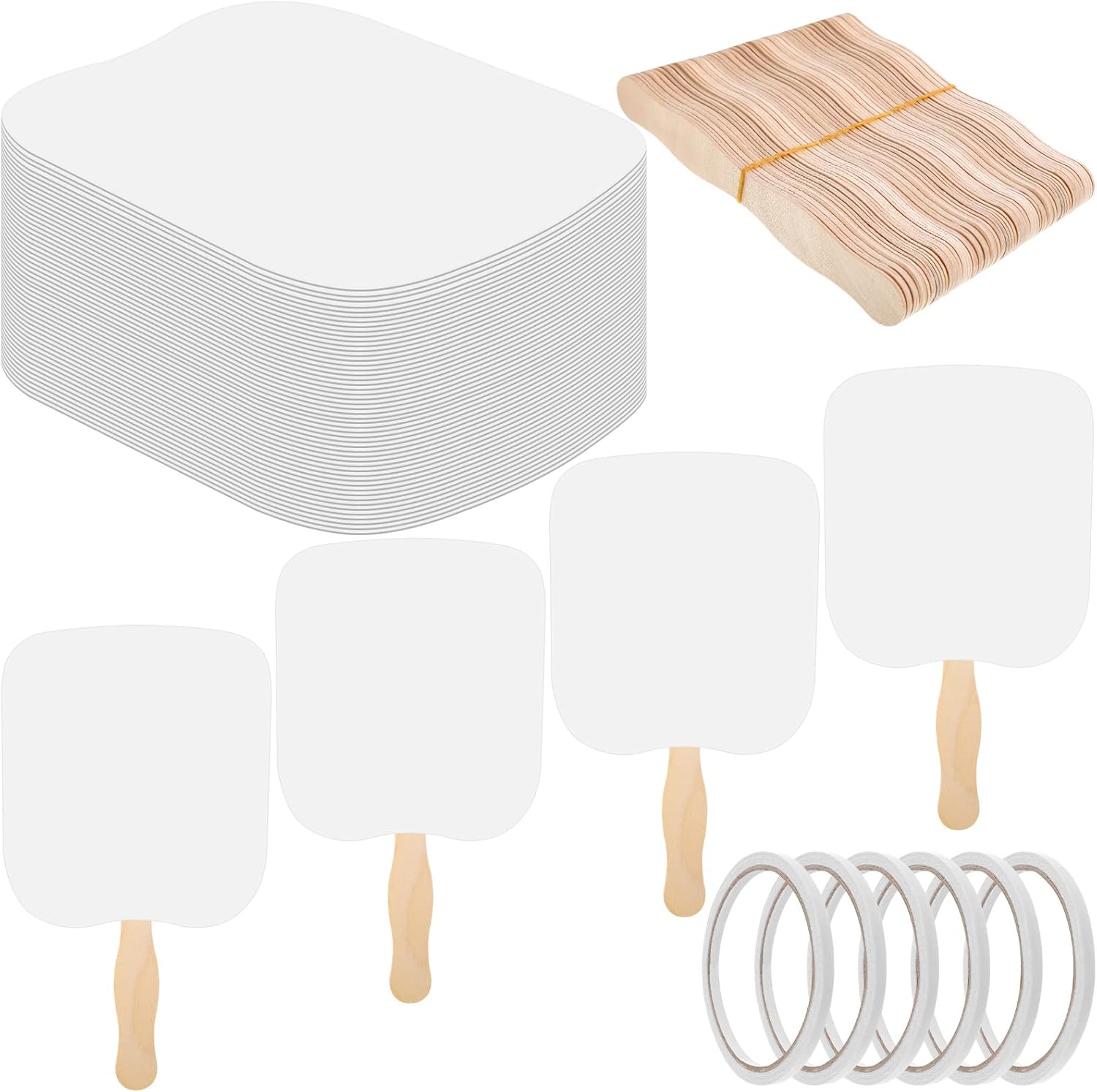 Church Fans Handheld Set for DIY Crafting and Painting Fun