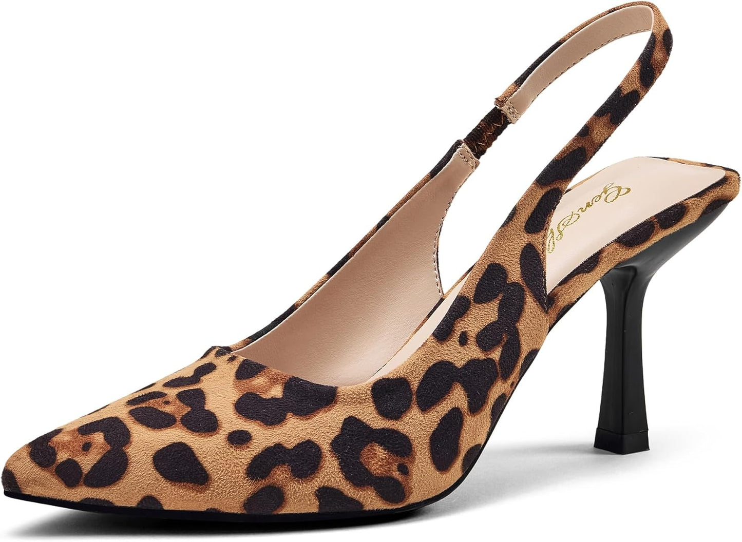 GENSHUO Women's Slingback Kitten Heel Stiletto Pumps for Elegance