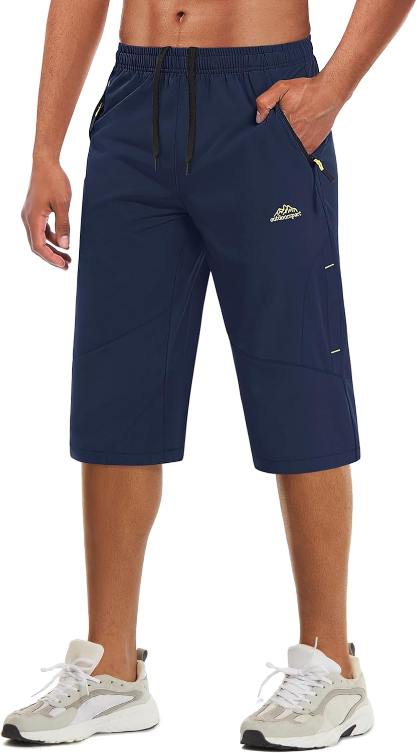 MAGCOMSEN Men's Capri Shorts Quick Dry Below Knee Workout Gear