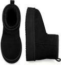 Litfun Suede Platform Mini Boots for Women - Warm Fuzzy Ankle Snow