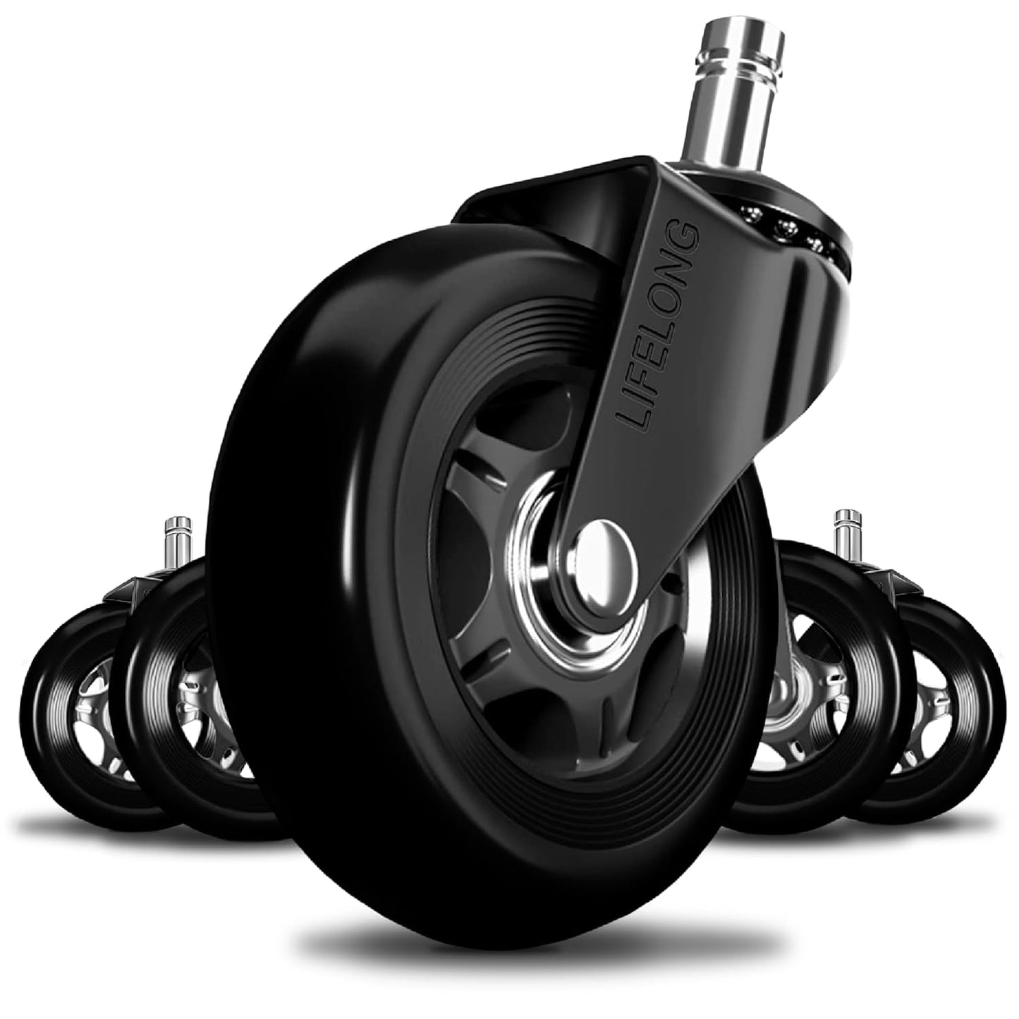 Universal Fit Rubber Chair Casters - Protect Floors