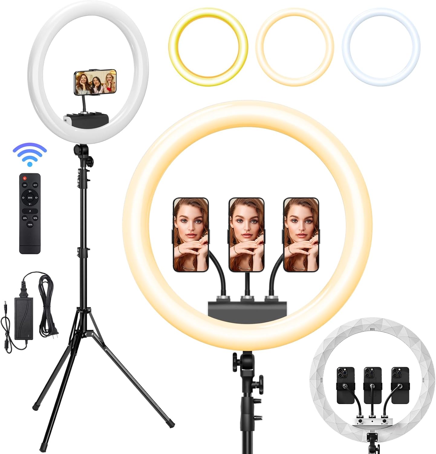 19in LED Selfie Ring Light with Adjustable Tripod Stand