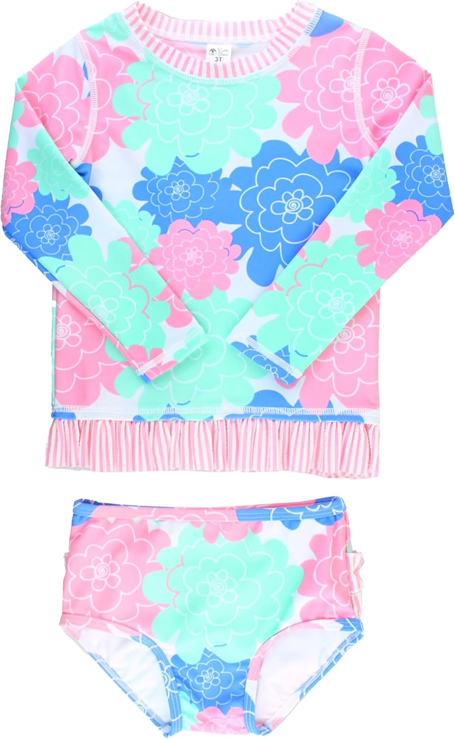 RuffleButts Baby/Toddler Girls Long Sleeve Rash Guard Swimsuit