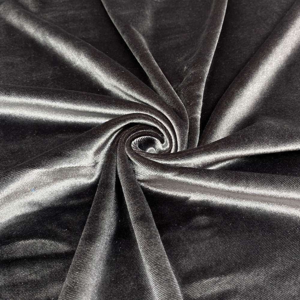 LA Fabric Spot Inc. Stretch Velvet Fabric - Charcoal 10 Yards
